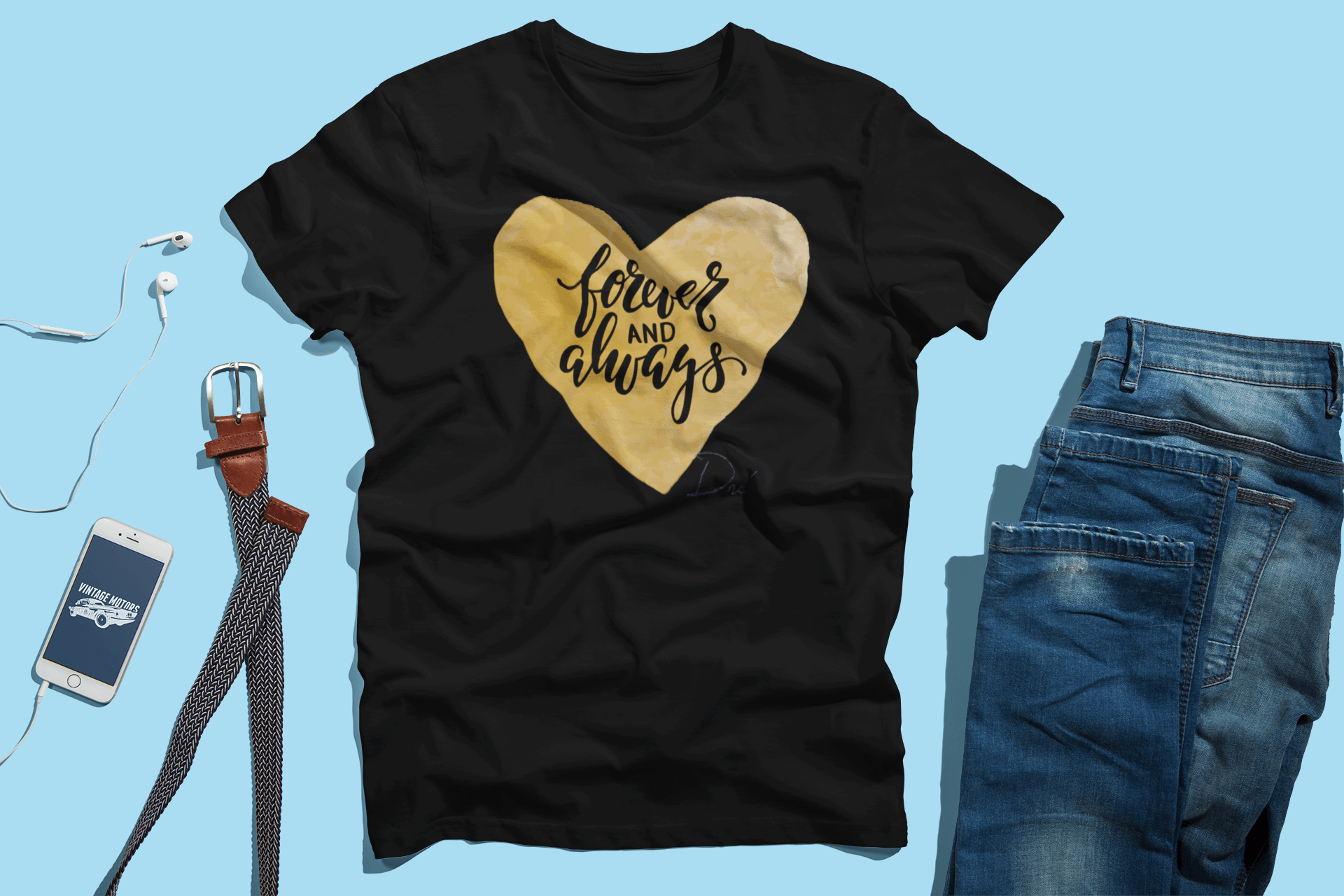 Gold Heart-Short Sleeve Unisex LOVE T-Shirt - Duffle Bag Apparel
