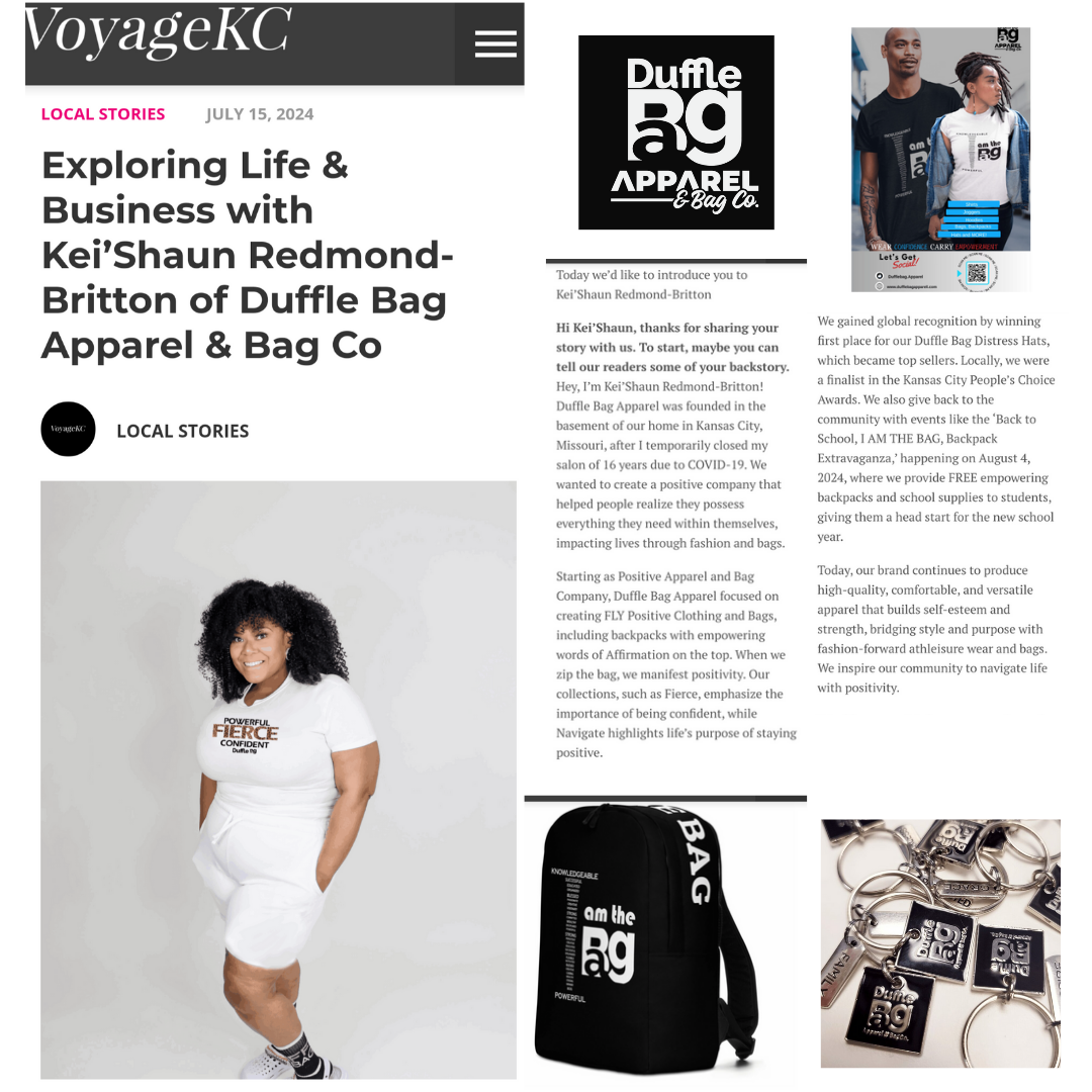 Voyage KC- Explore Life and Business with Duffle Bag Appaarel