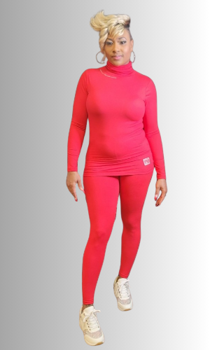 Full view of the Heavy Love Turtleneck Lounge Set featuring a cozy turtleneck and matching pants in a stylish design.