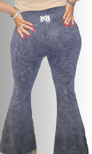 Back view of Vintage Stone Washed Flare High Waist Pants featuring the signature flare logo