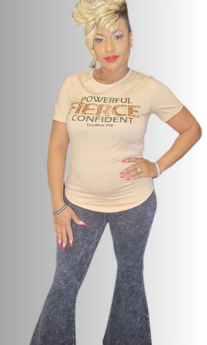 Stylish woman wearing Vintage Stone Washed Flare High Waist Pants, paired with a chic top for a trendy, casual look