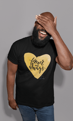 Gold Heart-Short Sleeve Unisex LOVE T-Shirt - Duffle Bag Apparel