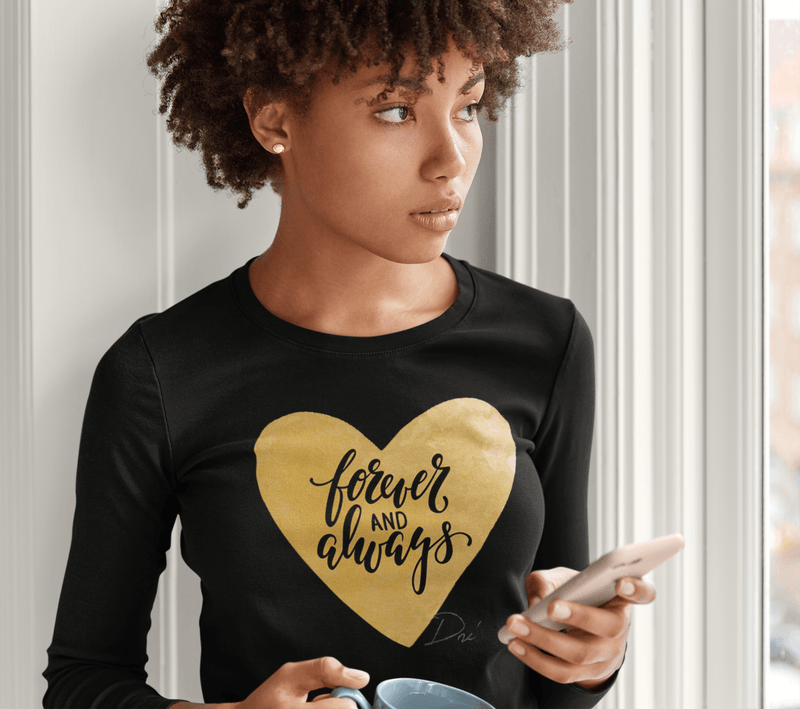 Gold Heart- Unisex Long Sleeve Love T-Shirt - Duffle Bag Apparel