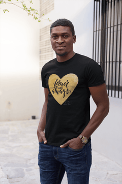 Gold Heart-Short Sleeve Unisex LOVE T-Shirt - Duffle Bag Apparel